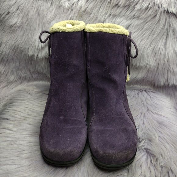 Clarks Bendables Suede Winter Ankle Boots Womens Size 9 Purple - Picture 3 of 9
